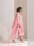3 Pc SET - Pink Beaded and Embroidered Organza Kurta and Border Dupatta with Pyjama